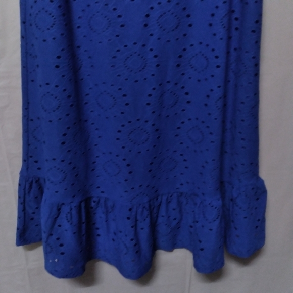 𝅺modcloth Light Shining Through Babydoll Dress Blue Eyelet Henley V-Neck Size M - Picture 3 of 10